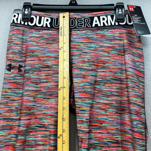 Under Armour Girl's Leggings XL Multi-Color Heather Cropped Capri Heat Gear - Picture 10 of 12
